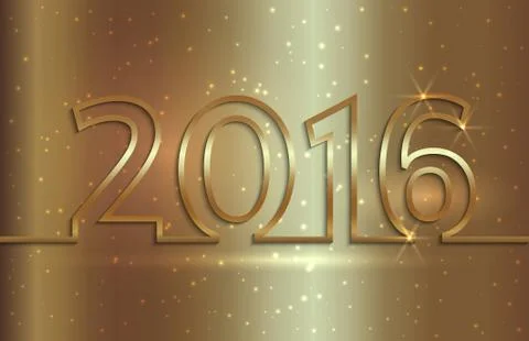 Vector illustration of 2016 new year greeting billboard with gold wire Stock Illustration