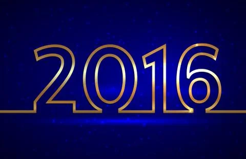 Vector illustration of 2016 new year greeting billboard with gold wire Stock Illustration