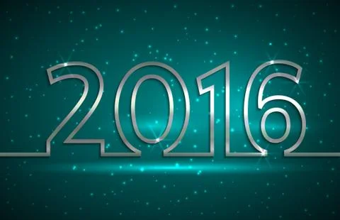 Vector illustration of 2016 new year greeting billboard with silver wire Illustrazione stock