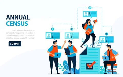 Vector Illustration For 2020 Population Census. Digital Concept With Survey A Stock Illustration