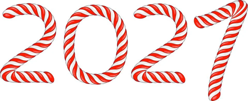 Vector Illustration 2021 in candy cane design Stock Illustration