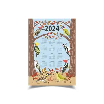 Vector Illustration of 2024 Calendar Design Template Stock Illustration