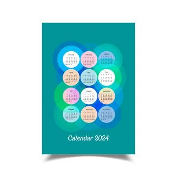Vector Illustration of 2024 Calendar Design Template Stock Illustration