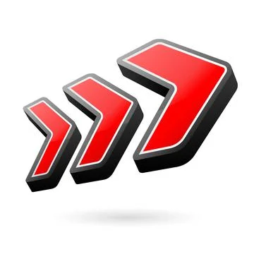 Vector illustration of a 3D abstract arrow pointing up-right direction. Stock Illustration