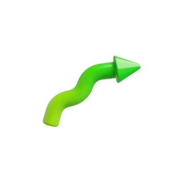 Vector illustration of 3D arrow. Green pointer with curved design indicatin.. Stock Illustration