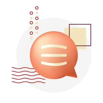 Vector illustration of a 3D bubble with 2D decorations. Chat symbol, messag.. Stock Illustration