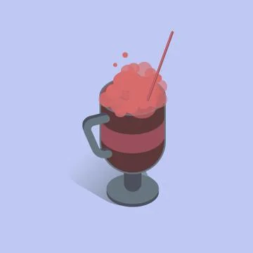 Vector illustration with 3D coffee cup with cappuccino and tubule. Coffee Stock Illustration