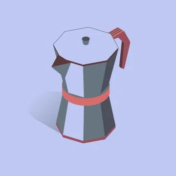 Vector illustration with 3D coffee moka pot. Coffee container in isometric flat Stock Illustration