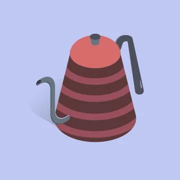 Vector illustration with 3D coffee or tea pot. Kettle in isometric flat style Stock Illustration