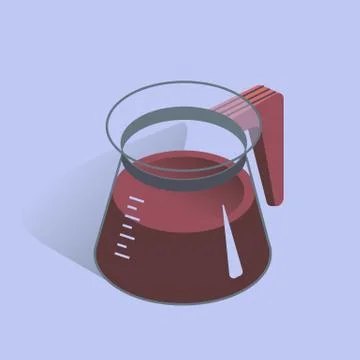 Vector illustration with 3D coffee pot. Coffee container in isometric flat style Stock Illustration