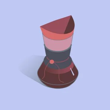 Vector illustration with 3D coffee pot chemex. Coffee maker in isometric flat Stock Illustration