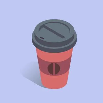 Vector illustration with 3D coffee take away cup in isometric flat style Stock Illustration