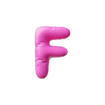 Vector illustration with a 3d consonant letter "F" in the form of a pink balloon Stock Illustration