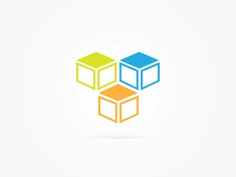 Vector Illustration 3D Cube logo design Flat design style Stock Illustration