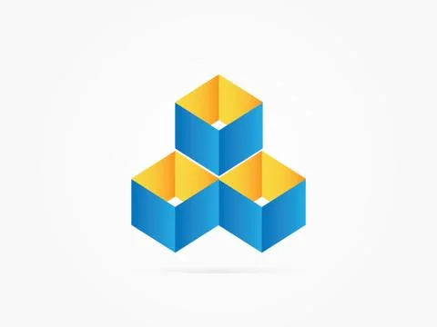 Vector Illustration 3D Cube logo design icon Stock Illustration