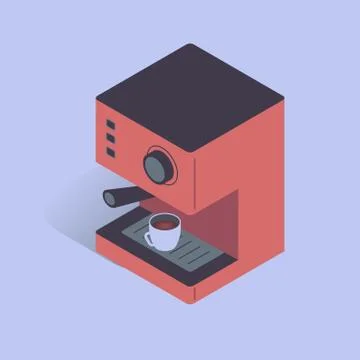 Vector illustration with 3D electric coffee machine. Coffee equipment in Stock Illustration
