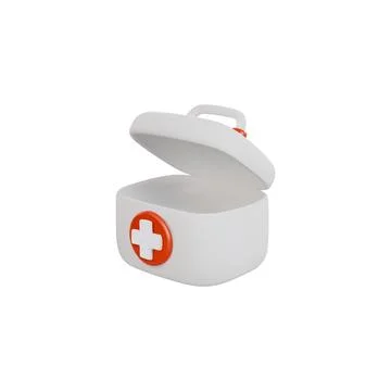Vector illustration of a 3d first aid kit with a Red Cross symbol for Stock Illustration