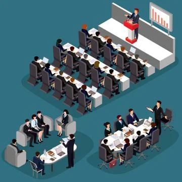 Vector illustration of 3D flat isometric business people. The concept of a Stock-Illustration