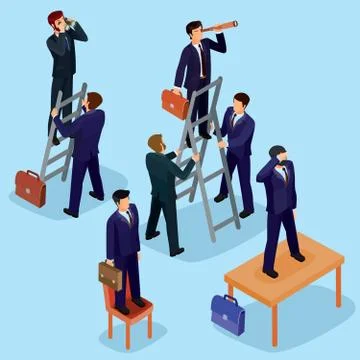 Vector illustration of 3D flat isometric people. The concept of a business Stock Illustration