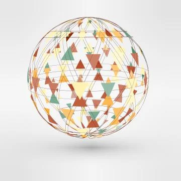 Vector illustration of 3d globe with triangular faces Illustrazione stock