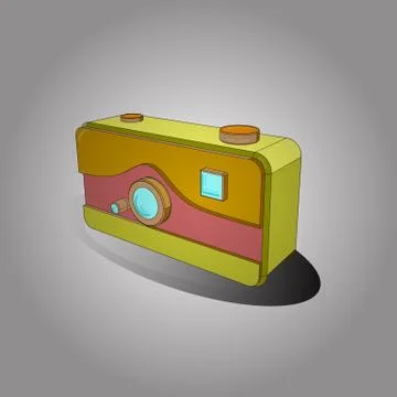 Vector illustration. 3D. Isometry. Design in yellow, gray and white colors. Retr Stock Illustration