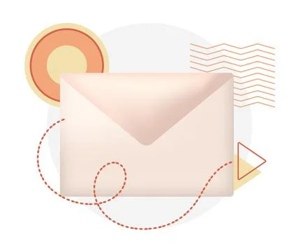 Vector illustration of a 3D letter with 2D decorations. Message, email, bus.. Stock Illustration