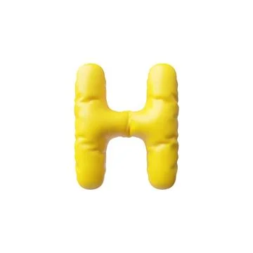 Vector illustration with a 3d letter "H" in the form of a bright yellow balloon Stock Illustration