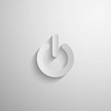 Vector illustration of 3d paper  power icon with long shadow Illustrazione stock