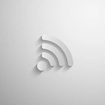 Vector illustration of 3d paper wireless network icon with long  shadow Stock Illustration