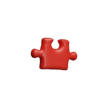 Vector illustration of a 3d puzzle element, red color in cartoon style. Illustrazione stock