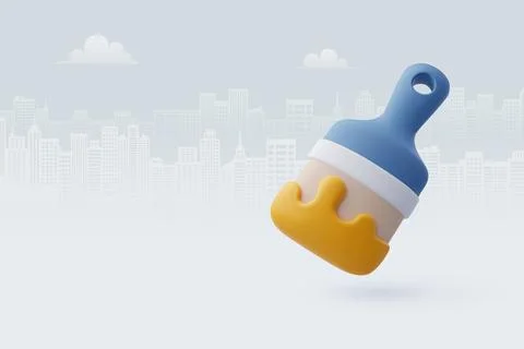 Vector Illustration of 3D Realistic Paint brush icon isolated. Stock Illustration