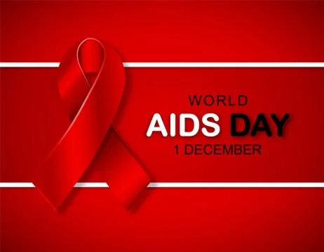 Vector Illustration of 3D Red Ribbon Awareness poster to World AIDS Day - 1 Stock Illustration