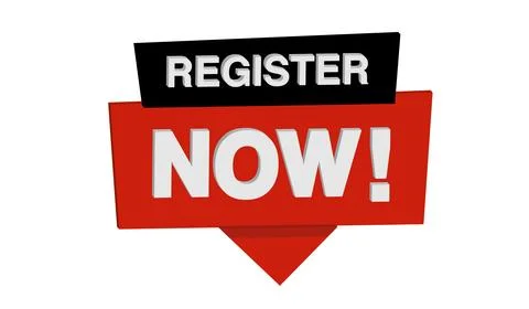 Vector Illustration 3D Register Now Speech Bubble Label Stock Illustration