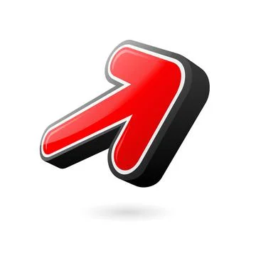 Vector illustration of a 3D rounded arrow pointing up-right direction. Stock Illustration