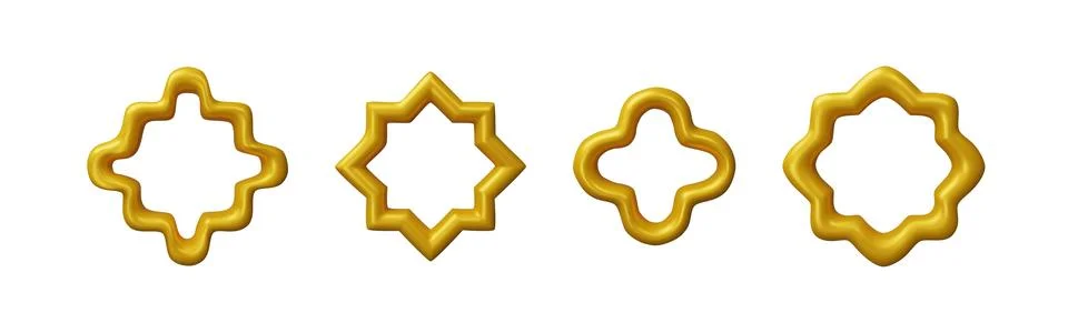 Vector illustration of 3D set of oriental round, golden frames of different Illustrazione stock