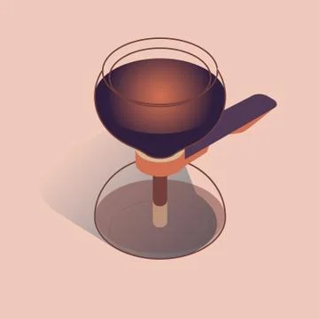 Vector illustration with 3D vacuum coffee maker in isometric flat style Stock Illustration