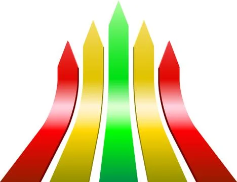 Vector illustration of 3D varicolored ascending arrows. Leadership and compet Stock Illustration