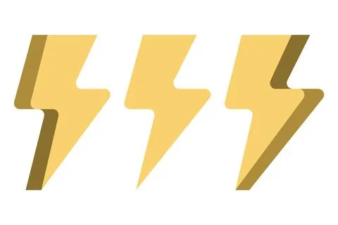 Vector illustration of a 3D yellow lightning sign Stock Illustration