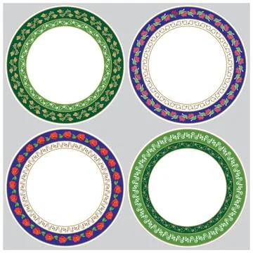 Vector illustration . 4 pieces round vegetable decorative ornaments. Stock Illustration