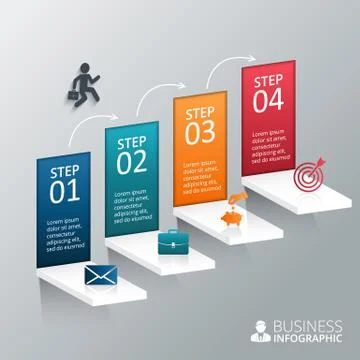 Vector illustration of the 4 steps to success. Stock Illustration