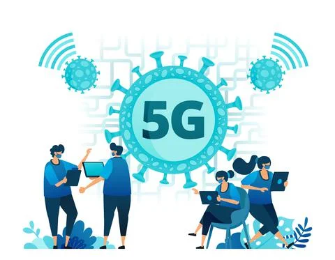Vector illustration of 5g internet connection to support activities during th Stock Illustration