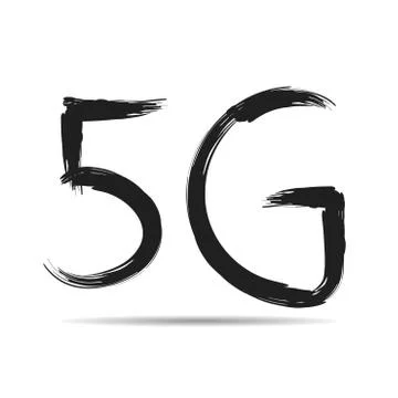 Vector illustration of 5G painted by art brush Stock Illustration