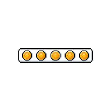 Vector illustration of 8-bit pixel indicator with gold coins. Illustrazione stock