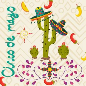 Vector illustration 8 on Mexican theme of Cinco de mayo celebration in flat s Illustrazione stock