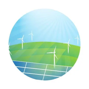 Vector illustration about the clean electricity. Circle framed Stock Illustration