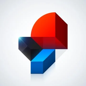 Vector illustration of abstract 3d sculpture on white background. Stock Illustration