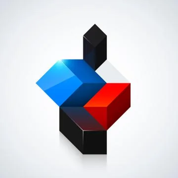 Vector illustration of abstract 3d sculpture on white background. Stock Illustration