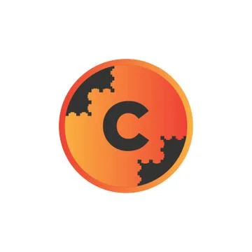 Vector illustration abstract background puzzle circle and initial letter c ic Stock Illustration