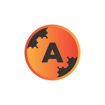 Vector illustration abstract background puzzle circle and initial letter a ic Stock Illustration