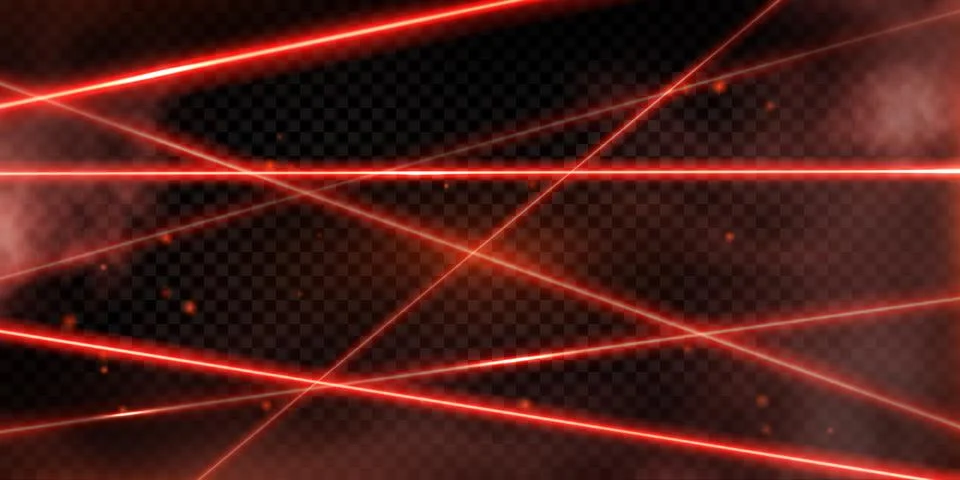Vector illustration of abstract background with red glowing laser beams with Stock Illustration
